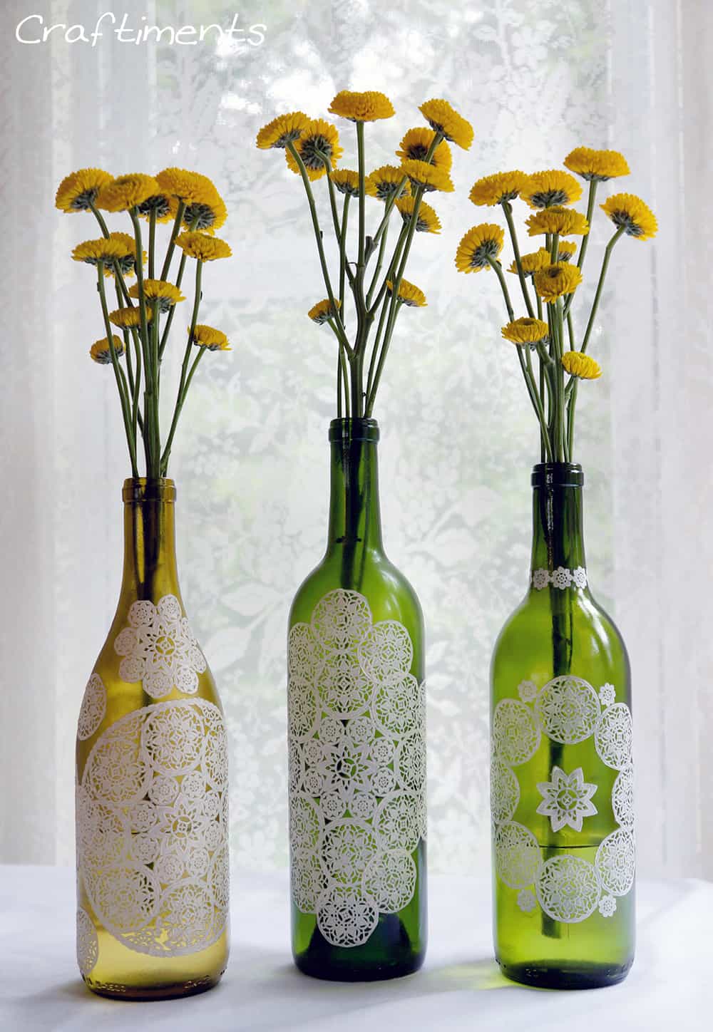 paper doily decoupage bottle 4