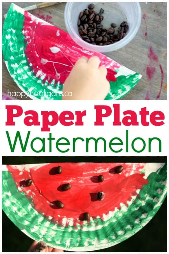 Childs had painting a half of a paper plate to look like a watermelon and gluing coffee beans on to make the seeds