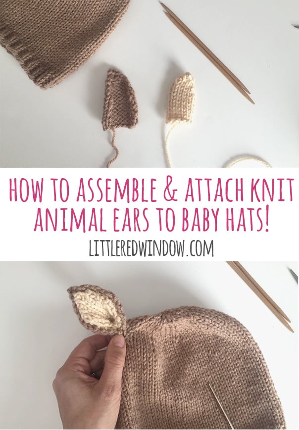 How to Assemble and Attach Animal Ears to Baby Hats - this step by step tutorial will show you how to finish any adorable baby animal hat knitting pattern! | littleredwindow.com