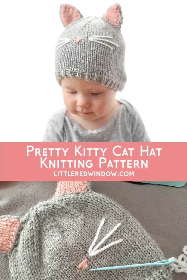 Baby wearing Cat Hat knitting pattern!