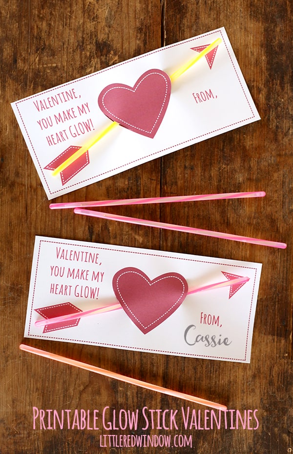 Free Printable Glow Stick Valentines! | littleredwindow.com