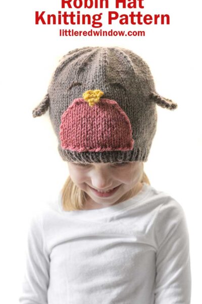 This adorable robin hat knitting pattern is complete with redbreast and cute little beak and wings, knit one for your baby or toddler today!