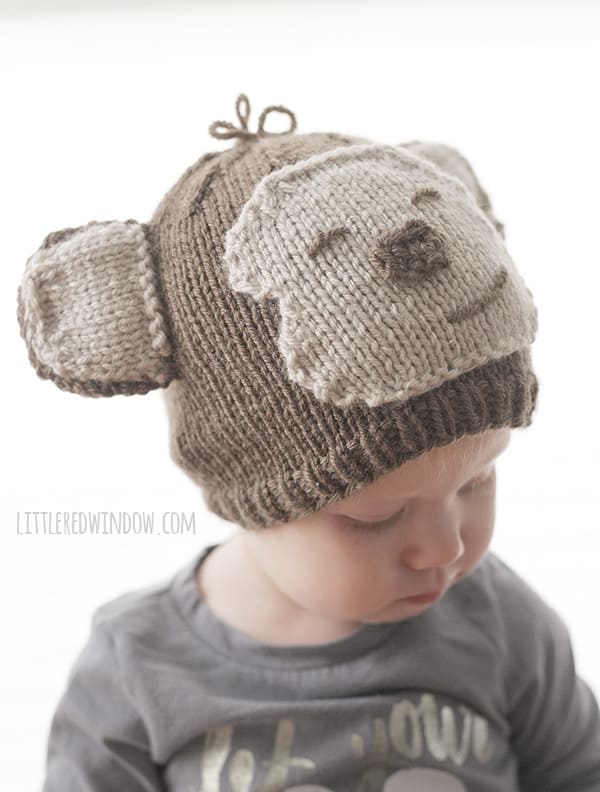 Adorable Silly Monkey Hat Knitting Pattern for babies and toddlers! | littleredwindow.com