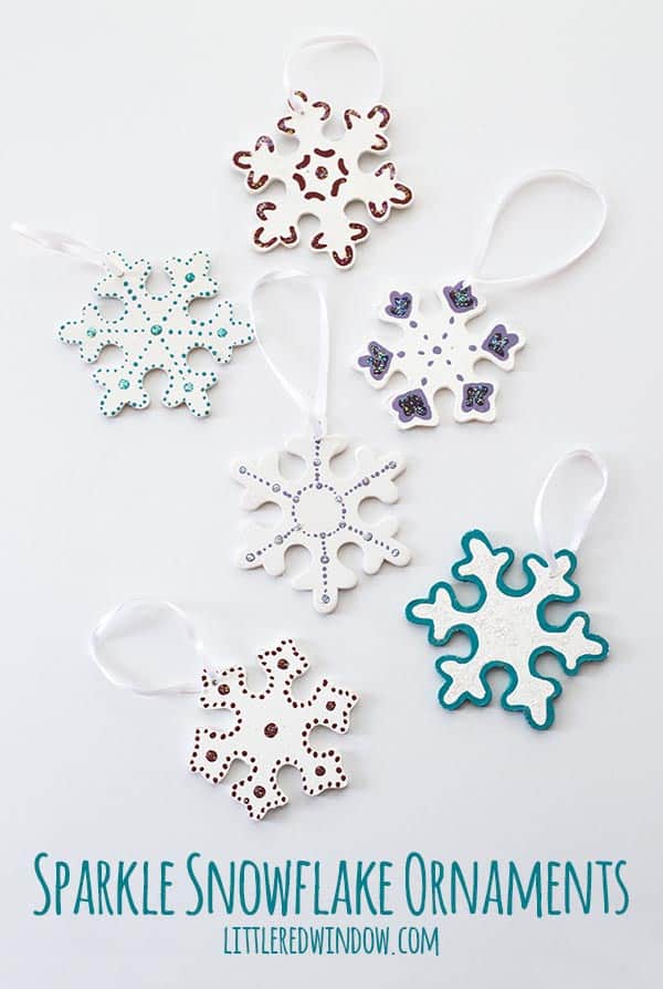 Pretty Sparkle Snowflake Ornaments, decorate some pretty, sparkly snowflake Christmas ornaments for your tree this year, each one is unique!