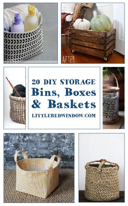 20 DIY Storage Bins, Boxes and Baskets you can make yourself! | littleredwindow.com