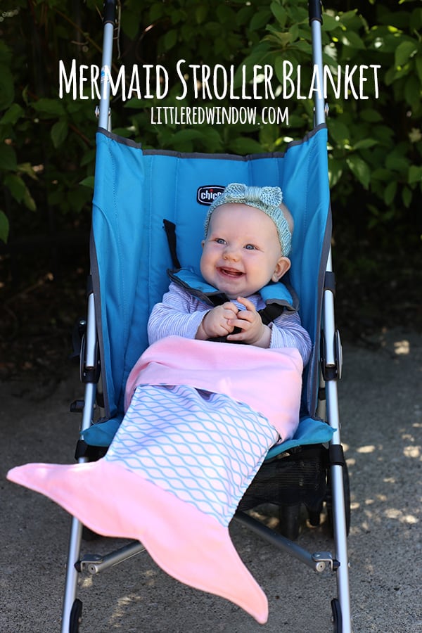 Sew an adorable Mermaid Stroller Blanket for your baby! | littleredwindow.com
