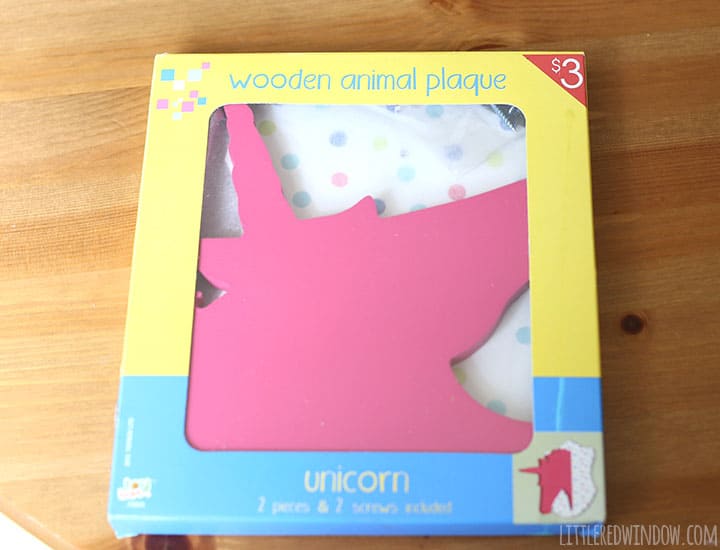 Cute Unicorn Plaque - makeover a dollar bin unicorn head plaque with a few easy steps! | littleredwindow.com