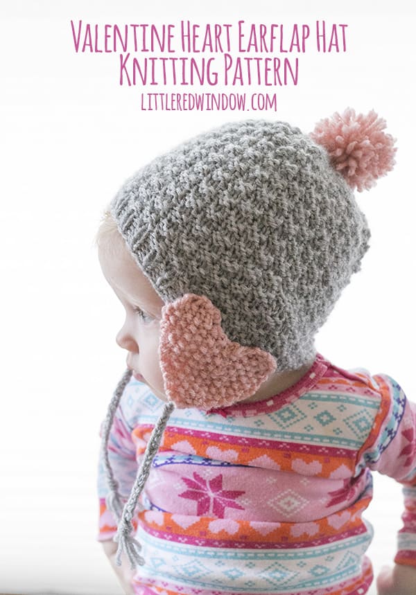 Valentine Heart Earflap Hat Knitting Pattern! | littleredwindow.com