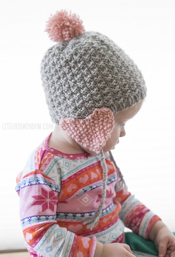 Valentine Heart Earflap Hat Knitting Pattern! | littleredwindow.com