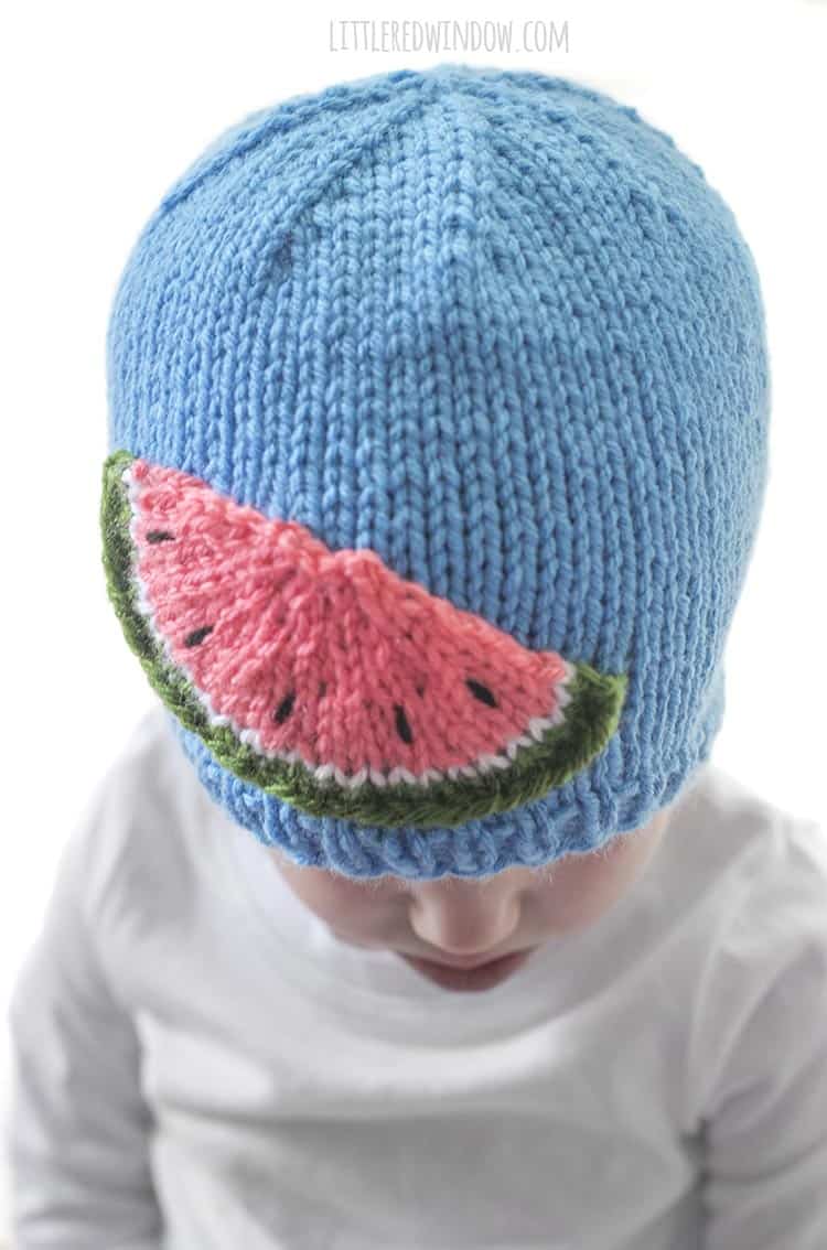 The Watermelon Slice Hat knitting pattern is so fun to knit!