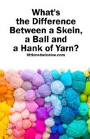 small Rainbow Colored balls and skeins of yarn. Knitting needles. Crocheting yarn