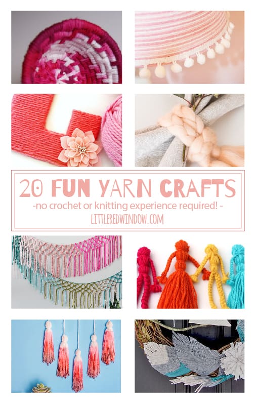 20 Fun Yarn Crafts you can make, no knitting or crochet experience required! | littleredwindow.com