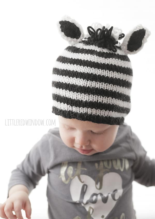 Stripey Zebra Hat Knitting Pattern for babies! | littleredwindow.com